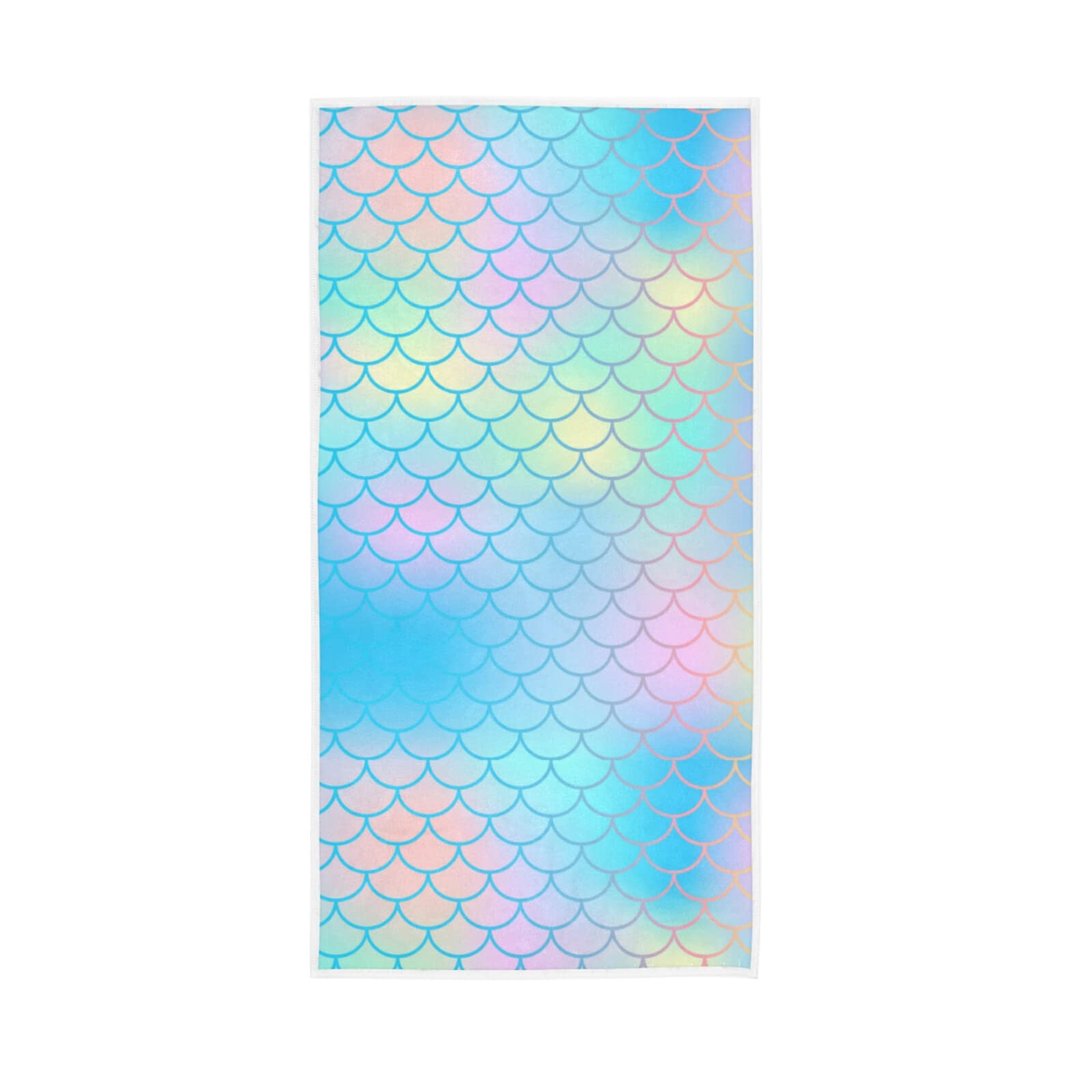LSRCPD Colorful Fish Scales Magic Blue Pink Turquoise Mermaid Tail Scales Soft Hand Bath Towel 30" x 15" Thin Fast Drying Absorbent Soft Towels for Kitchen Gym Spa Hotel Beach
