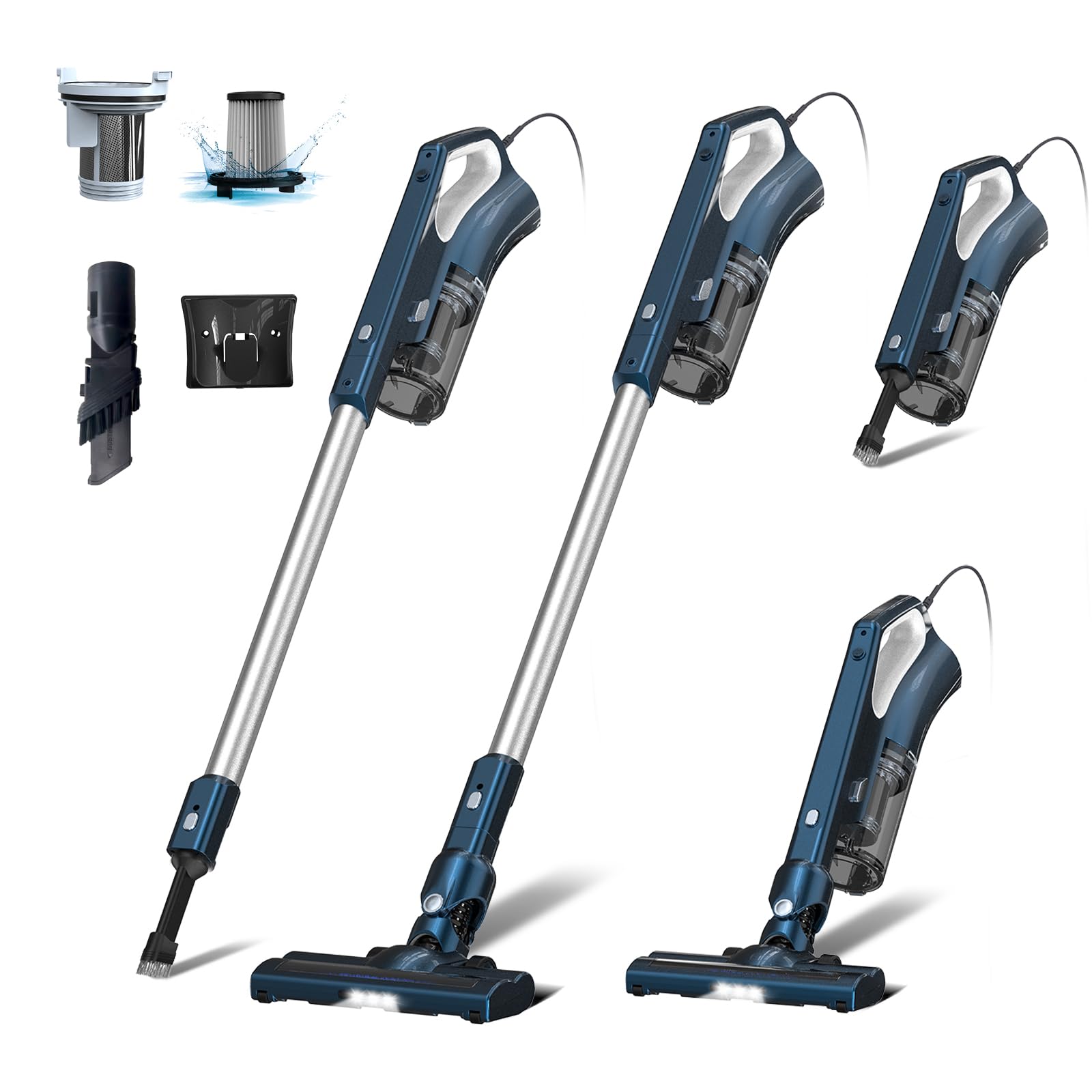 Corded Vacuum Cleaner Powerful Suction Dual Filtration with HEPA Filters One-Touch Dustbin Emptying Ultra-Lightweight & Portable Ideal for Home Cleaning 16.5-Foot Power Cord