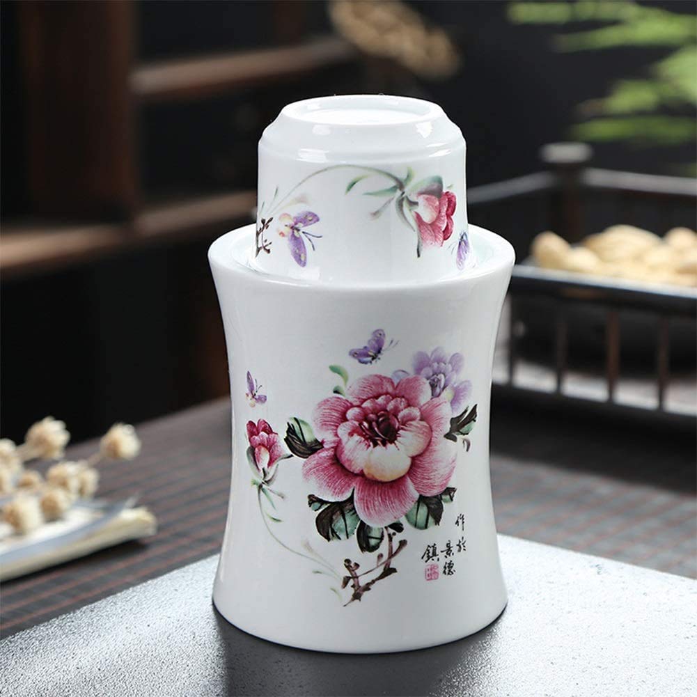 Poterie motif pivoine RWRAPS pour préserver la température du saké