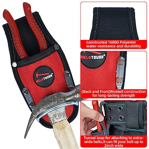 Image of MELOTOUGH Plier Holster Tool Holder and Heavy Duty Steel Loop Hammer Holder for Tool Belt Work Organizer Pocket Durable and Compact Tool Holder for Construction,Electrician