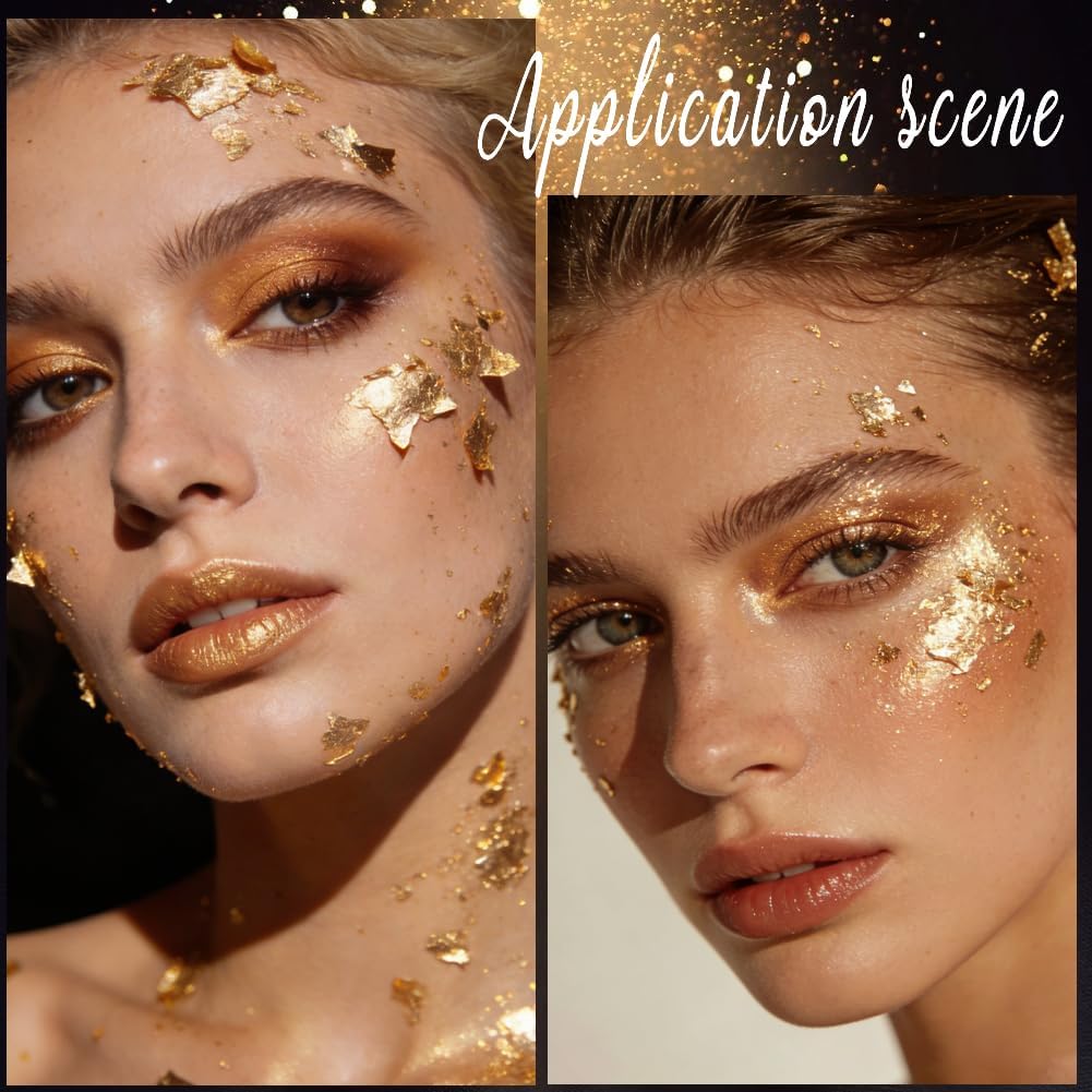 Beebeecraft 1 Bottle 10g Nail Decorations for Nail Art Foil, Golden Metallic Foil Flakes Leaf Nail Art Glitter Flake for Resin Painting Crafts Jewelry Making Manicure Sequins
