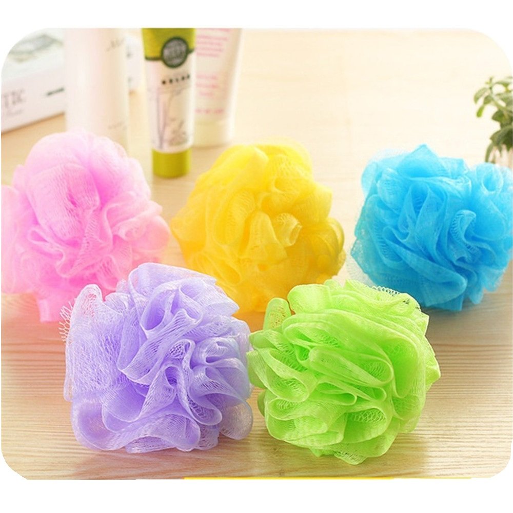 TRIXES Lot de 5 Fleurs de Douche Exfoliantes de Couleurs Variées Savonnage Facile pour le Corps, Eponge Douche et Durable, Maille Moussante Fleur de Douche Lavable, Exfoliation du Corps