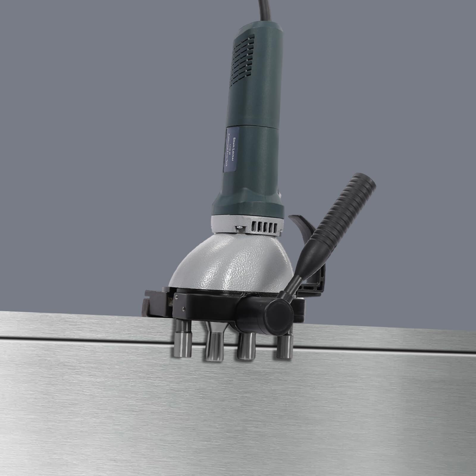 Máquina selladora de bordes de tuberías redondas y cuadradas, compactador de conductos de aire de 1400 W con caja de transporte, máquina prensadora de bordes de conductos eléctrica portátil(Thickness: