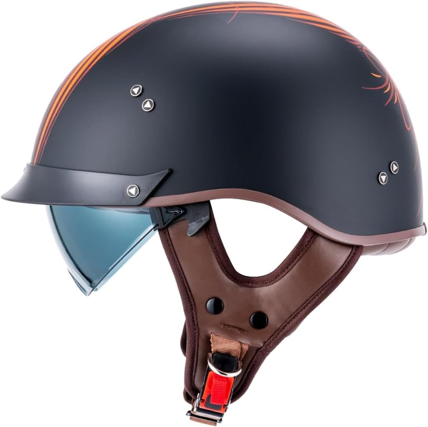 Photo 1 of VCOROS Half Helmet Motorcycle DOT Approved Open Face Helmet with Sun Visor and Quick Release Buckle for Adults Men and Women (F07 Angel, S)