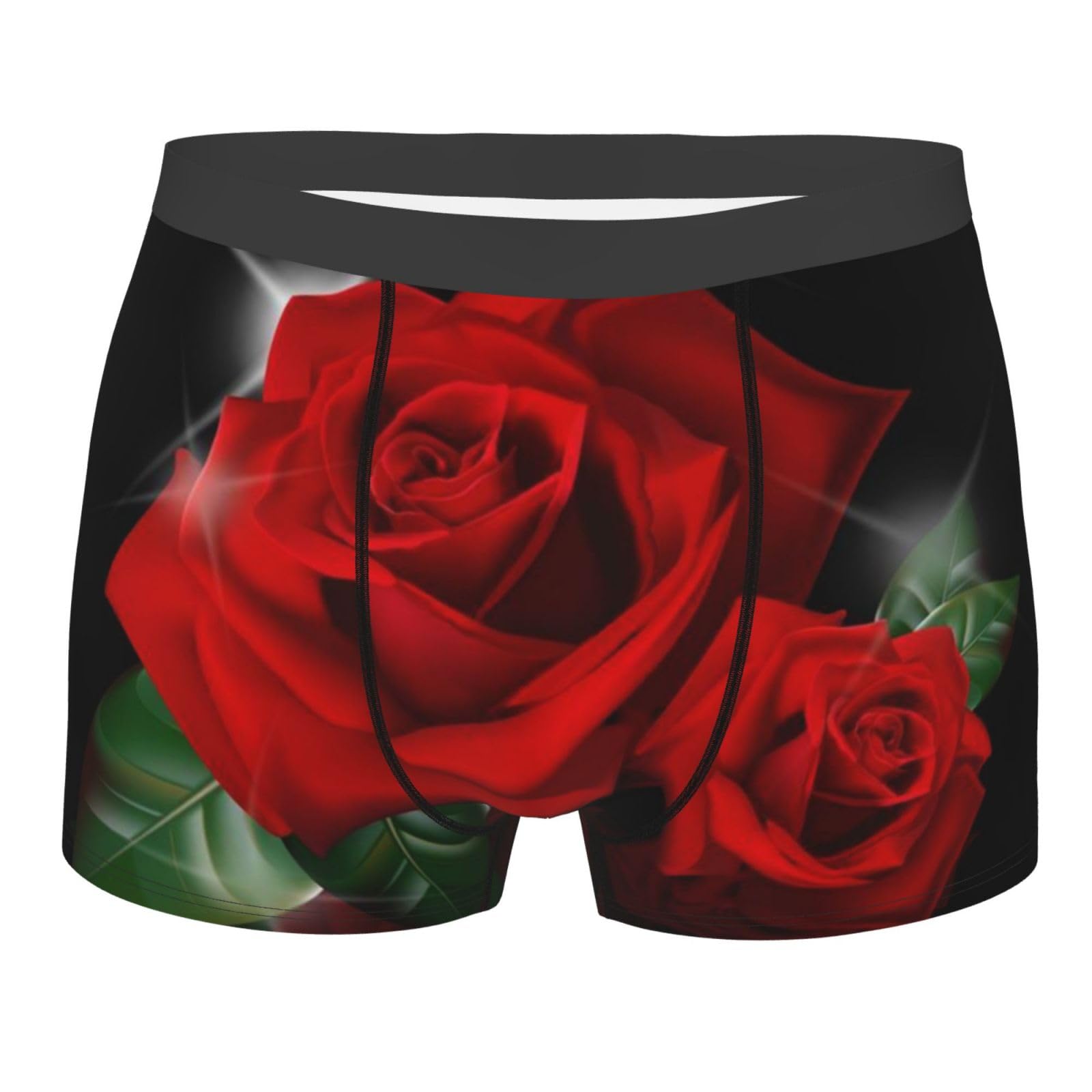 TRESILA Red Roses/Boxer Shorts Mens, Breathable, Comfort Fit Boxer Trunks, Stretch Boxer Briefs, Soft Fabric Mens Everyday Underwear Trunks