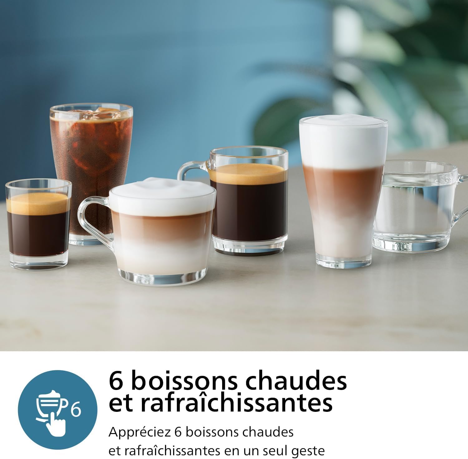 PHILIPS machine à café grain 3300, 6 boissons, LatteGo, Noir Chrome