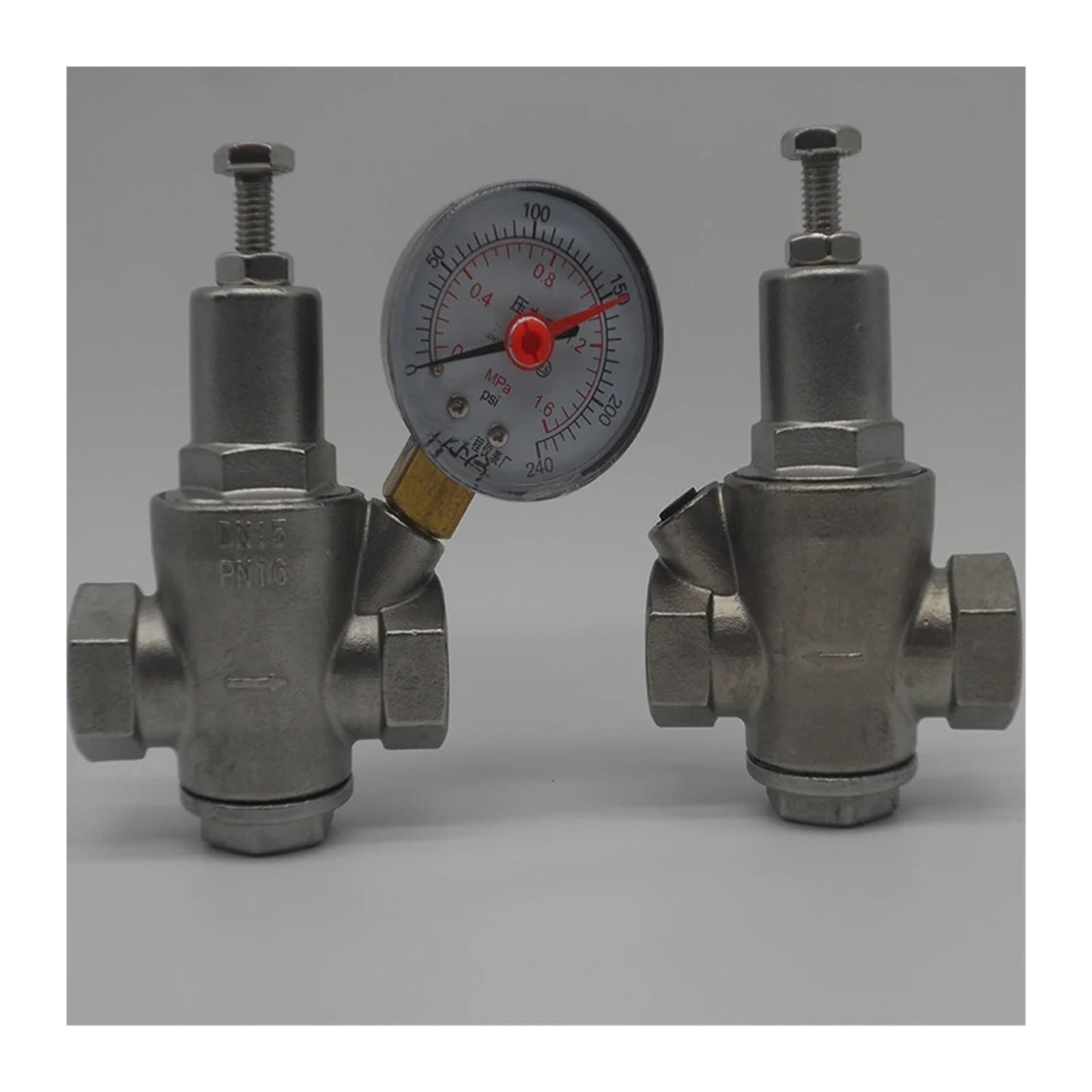 1 zawór redukcyjny ciśnienia wody ze stali nierdzewnej 304 z manometrem DN15-DN50 Regulator wody/zawory redukcyjne/zawory wylotowe (z manometrem ciśnieniowym, DN20)