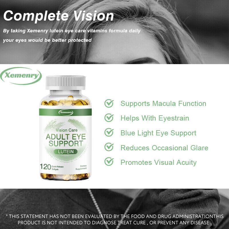 Compléments de soutien oculaire pour adultes (120 gélules) avec lutéine et zéaxanthine – Compléments pour la santé des yeux et de la vision