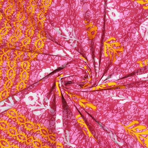 Image of RajasthaniKart Pure 100% Cotton Single Bed Sheet with 1 Pillow Cover (Bedsheet for Single Bed Cotton, Pink Small Booty)