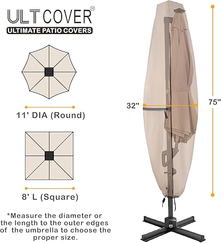 Miniatura 34 de ULTCOVER - Funda para sombrilla de patio Mercado marrón