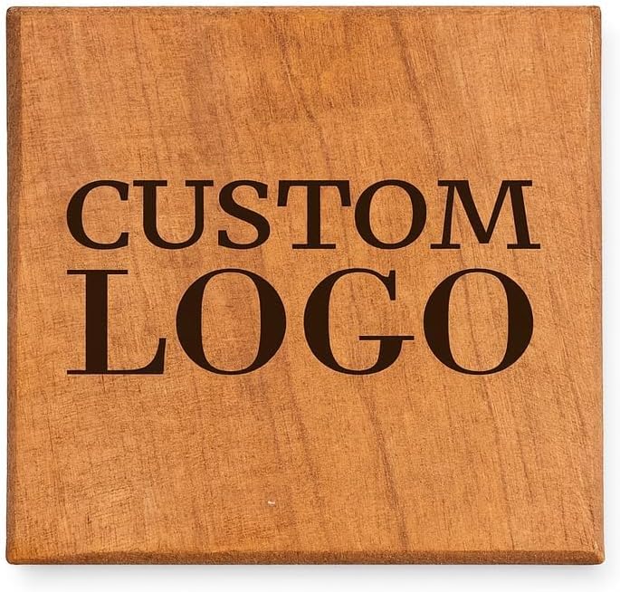 Logo Wooden Coaster, Engraved Wood Drinkware Accessory, Custom Logo Walnut Mat, Workstation Mug Rest, New Business Gift, Corporate Gift, Office Table Decor