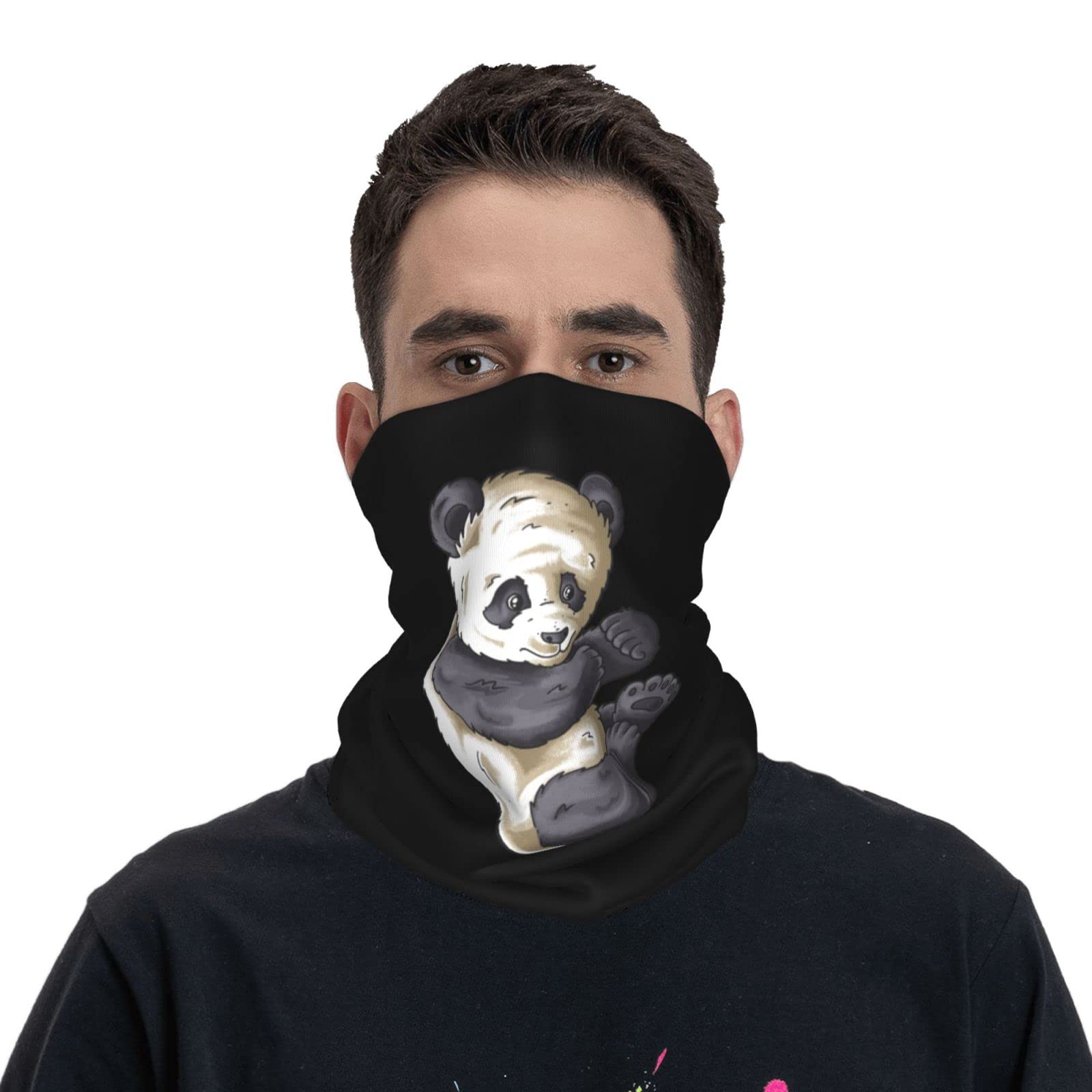 LIFANGMICute Panda Neck Gaiter Balaclava Face Mask for Men Women Double-Sided Printing Sports Breathable Bandanas Scarf Face Cover White