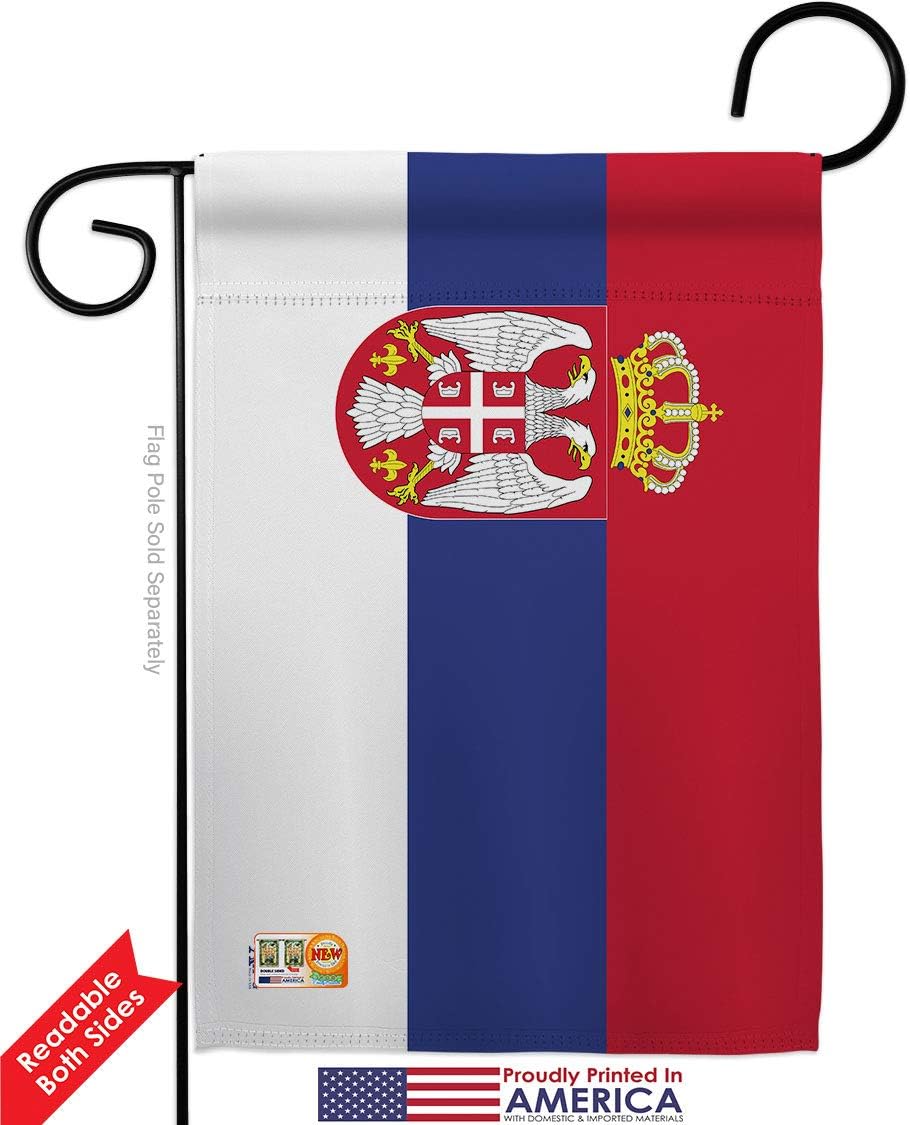 Serbia Garden Flag Set Wall Hanger Regional Nationality Nation International World Country Particular Area Small Decorative Gift Yard House Banner Double-Sided Made In USA 13 X 18.5