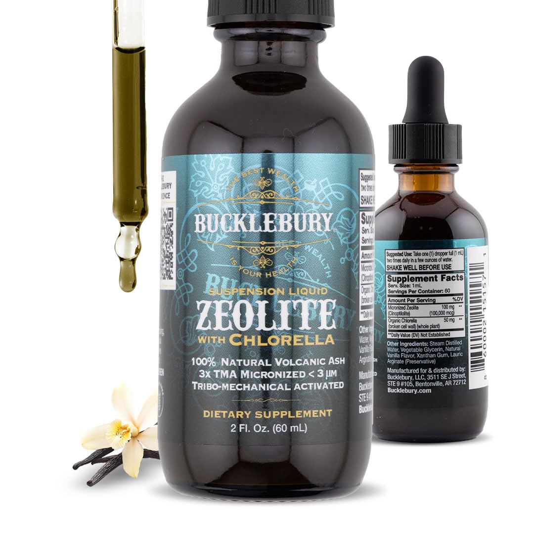 BUCKLEBURY Zeolite Liquid Suspension w/Chlorella - Detox Support, Immune System and Digestive Tract Health Support for Kids and Adults (60 Servings)