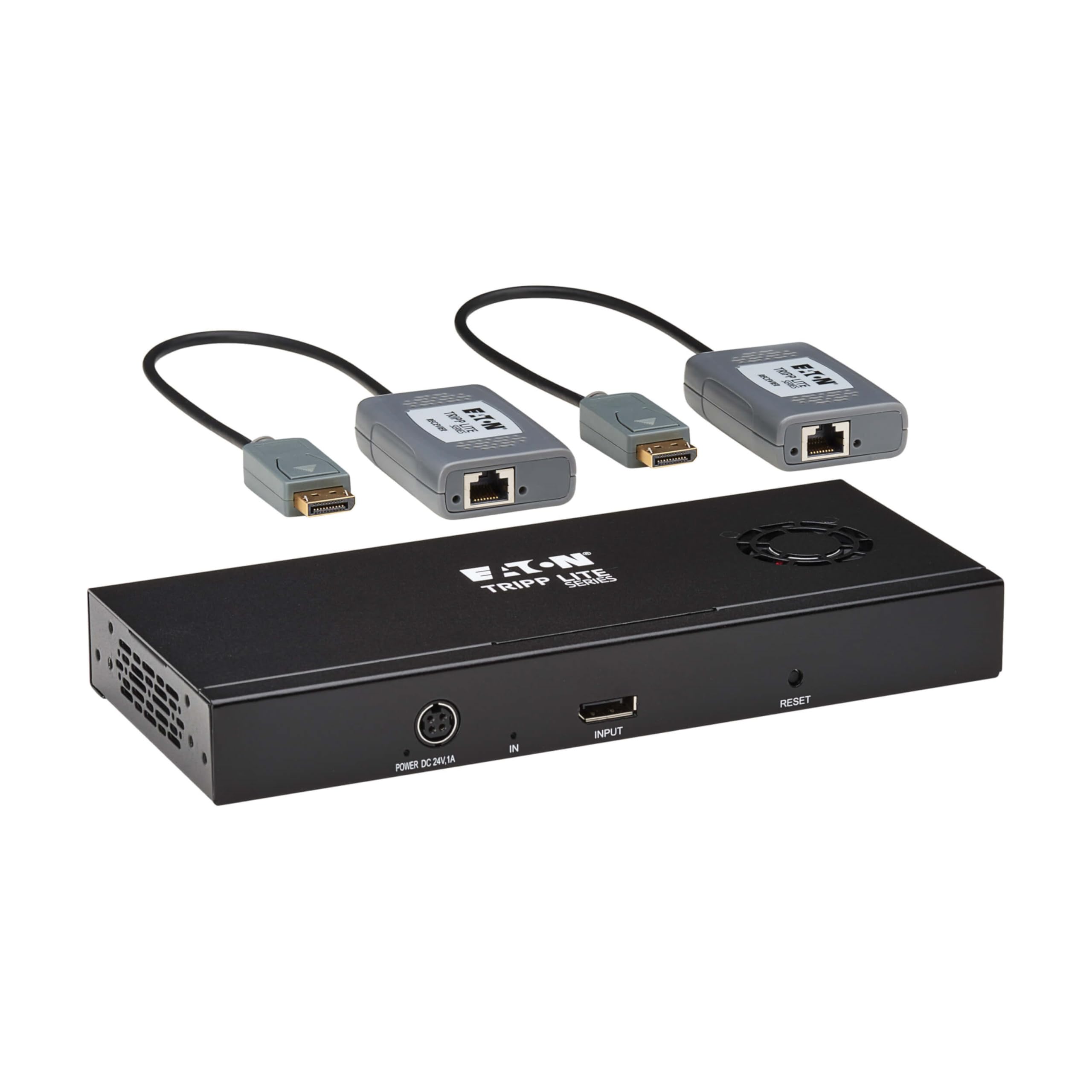 Tripp Lite Series 2-Port DisplayPort Splitter + Extender Over Ethernet Cat6, Up to 8K@60Hz Video, 1 in 2 Out, DP 1.4, MST Hub, TAA Compliant, Plug-and-Play, 1-Year Warranty (B156E-002-8K-K)