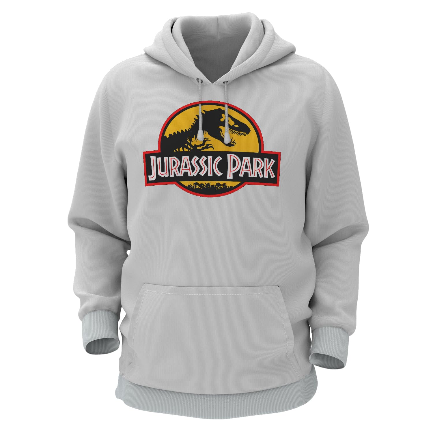 THE PRINT PLATTER Jurassic Park White Cotton Hoodie Bio Wash | Movie Pop Culture 330gsm Sweatshirt with Hood for Winter | H-R54