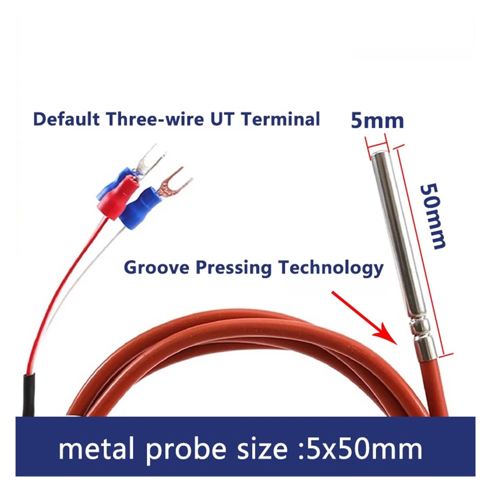 Temperatursensor Pt100, undurchlässig for drei Kabel, Pt1000, Platin, hitzebeständig, Kabelschutz aus Metall, Silikon(PT100 Type with 15m)