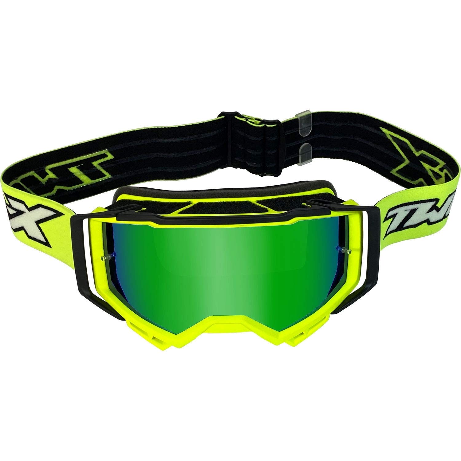 TWO-X Atom Lunettes de motocross fluo – Vortex - Lunettes de protection pour le nez, le motocross, l'enduro, le verre miroir de moto - Anti-rayures