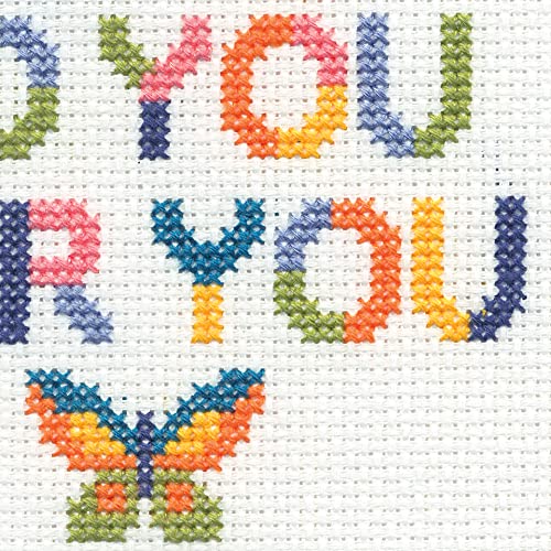 Image of Dimensions 72-76918 Be You Counted Cross Stitch Kit for Beginners, 6 inch D, 14 Cnt. White Aida, 5pcs