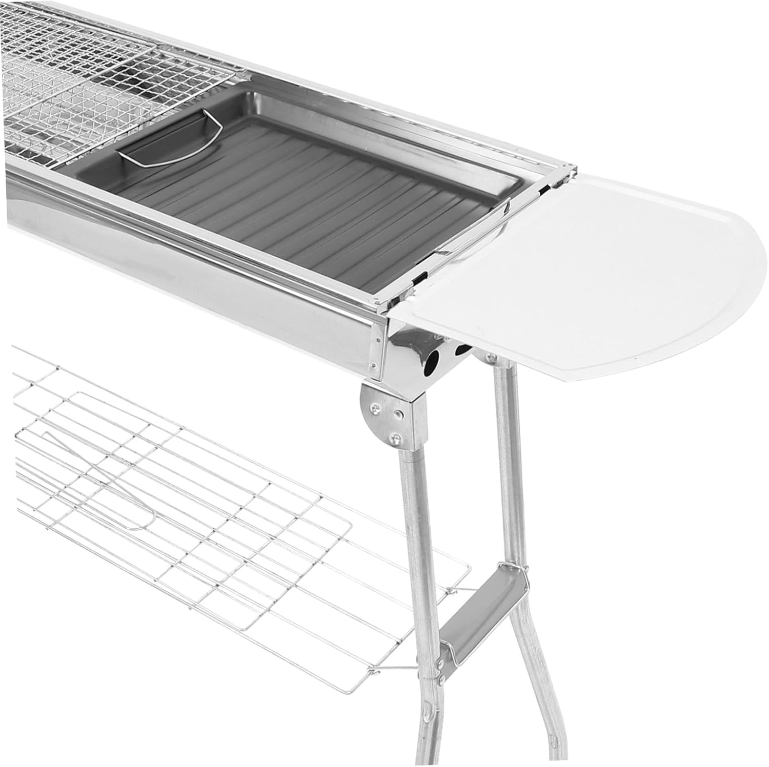 Portable Stainless Steel Camping Grill with Charcoal Bbq Rack Lightweight and Stable Barbecue Tool for Outdoor Bonfires Easy Setup for Picnic Garden Beach Parties