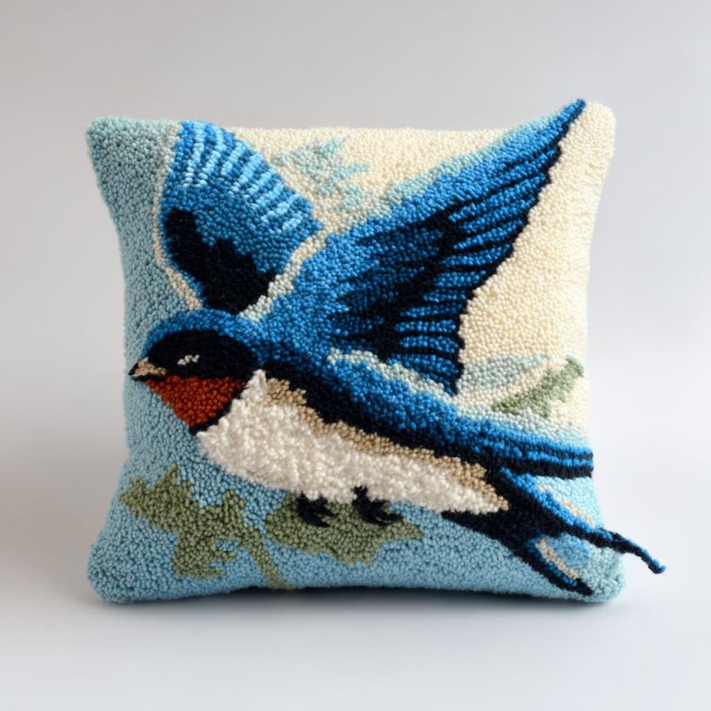 Taxpy Latch Hook Cushion Kits, Animals Birds DIY Latch Hook Kits Pillow Printed Cushion Embroidery Needlework Craft Embroidery Kit,17x17inch