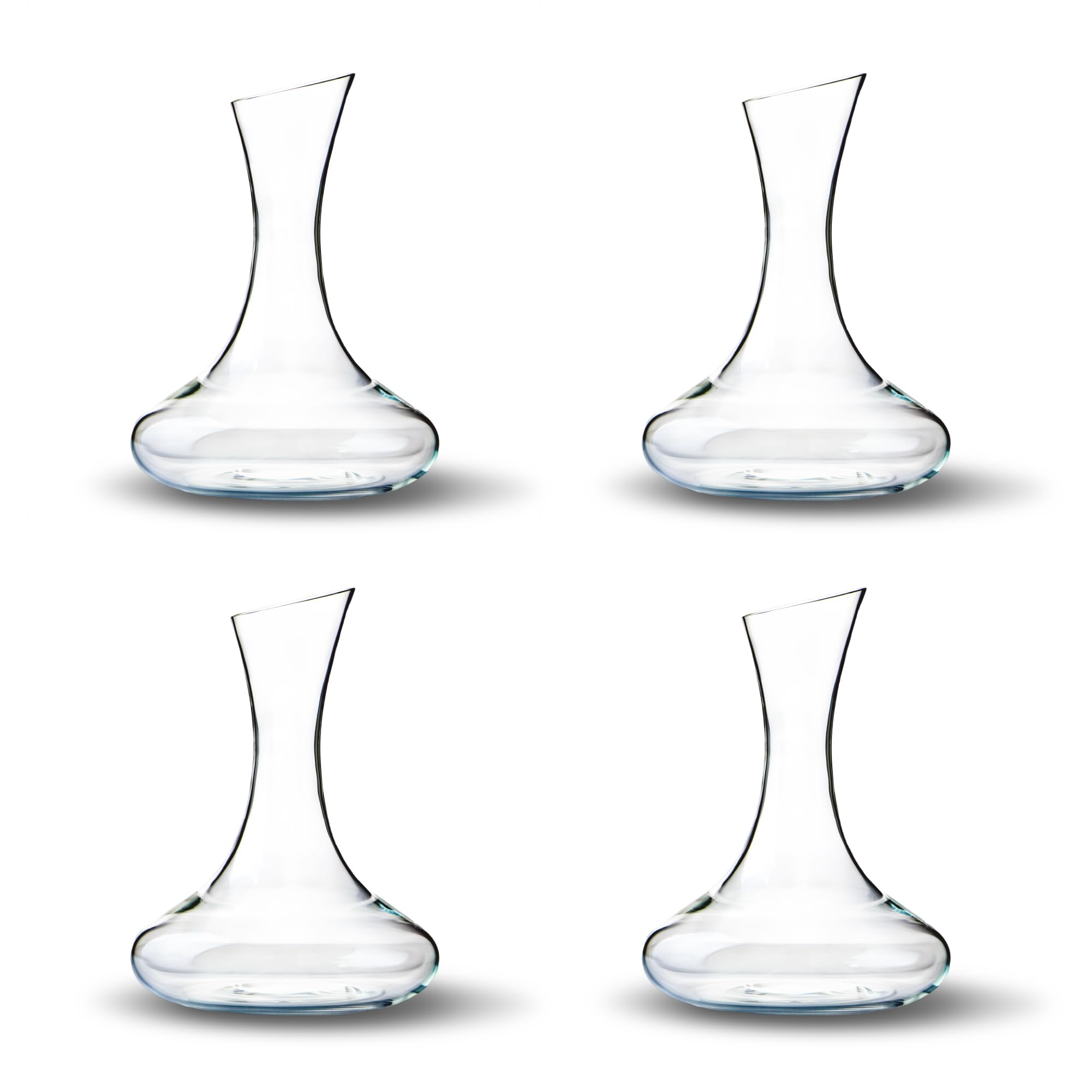 Katie Jayne Clear 4-Pack Signature 1.5L Mouth-Blown Glass Wine Decanters/Aerators | 30.5Cm Carafes For Port With Wide Base | Wine Pourers With Flared Neck For Enhanced Flavour | Gift-Boxed Wine Glassware