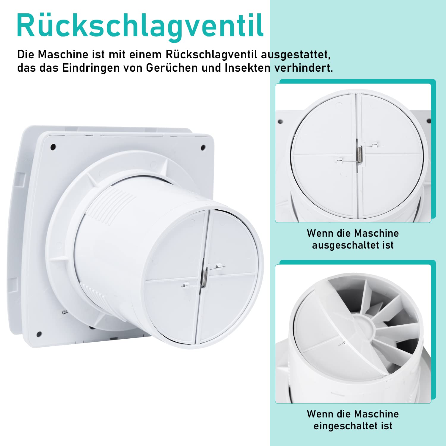 Wentylator łazienkowy z czujnikiem wilgotności i timerem, 100 mm, wentylator łazienkowy z klapą zwrotną, wentylator wyciągowy, sufitowy i ścienny, do kuchni, okna loftowego i piwnicy, cichy,