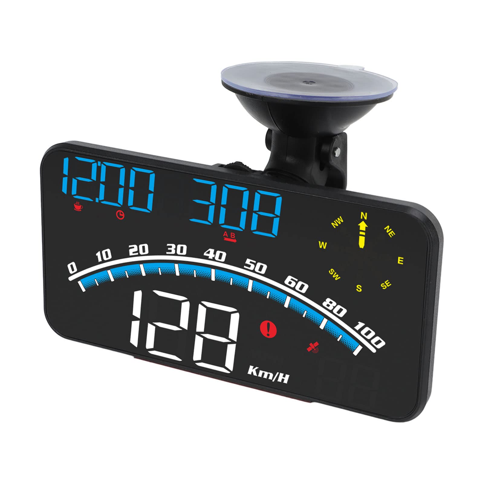 Velocímetro digital Velocímetro para automóvil Pantalla inteligente HUD LED Alarma de velocidad de alta definición Velocímetro GPS multifuncional Universal 5V para automóviles(Azul)