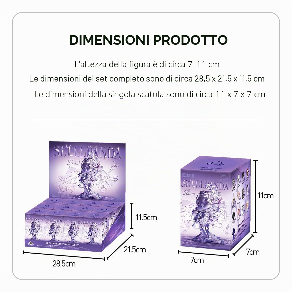 POP MART Skullpanda The Sound Series Set di 12 scatole, personaggio snodato da 6,3 cm, design di alta qualità, regali per donne, preferiti dei fan, collezionabili, giocattoli, giocattoli d'arte