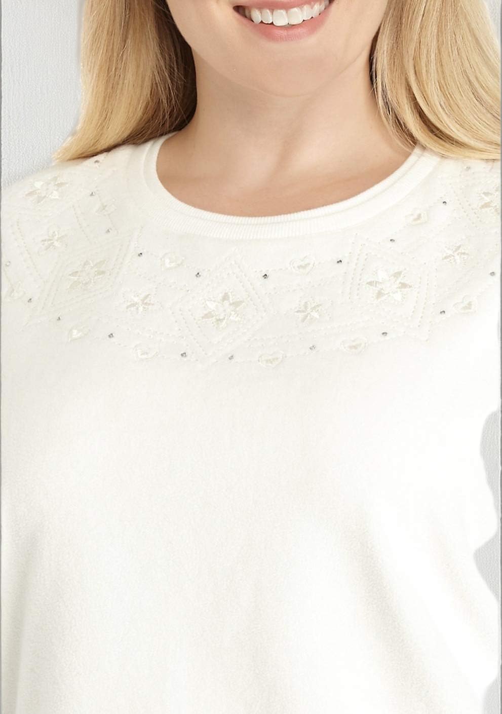 Alfred Dunner Women's Floral Embroidered Anti-Pill Pullover Sweater - Image 4