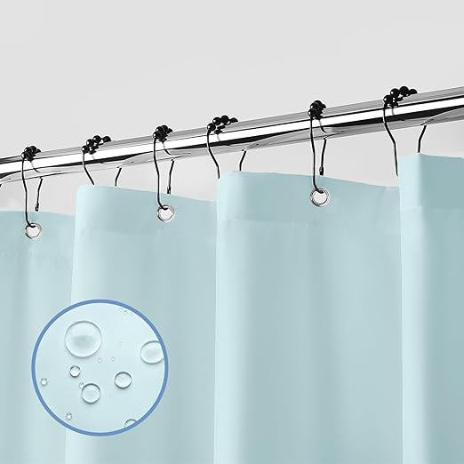 downluxe Waterproof Fabric Shower Curtain Liner - Soft Cloth Shower Liner with 3 Magnets, Shower Curtains for Bathroom, Machine Washable & Hotel Quality, 70" W x 72" H, Blue
