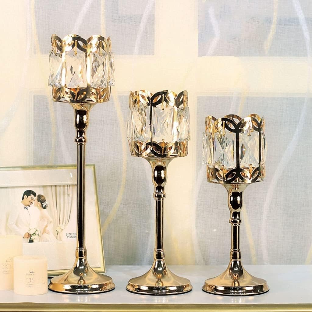 Crystal Candlestick Ornaments Home Nordic Decorations Festival Candlelight Dinner Props Shooting Supplies 3-Piece Set