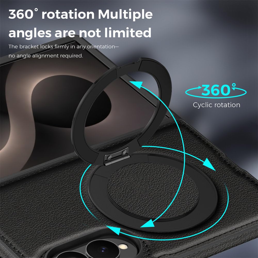 Custodia per telefono in pelle PU con supporto girevole a 360° e magnete, compatibile con Samsung Galaxy Z Fold 8 Ultra 7 6 5 4, con ricarica wireless e antiurto, colore verde scuro, per Samsung Gala