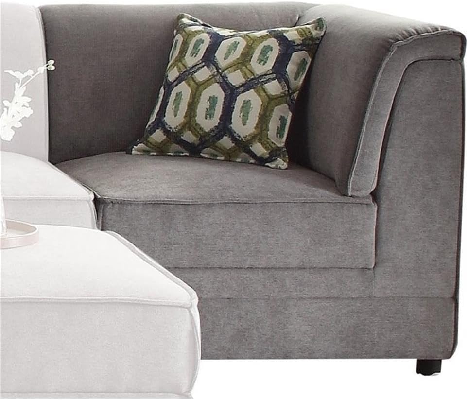 Acme Bois Velvet Upholstered Wedge with Pillow in Gray