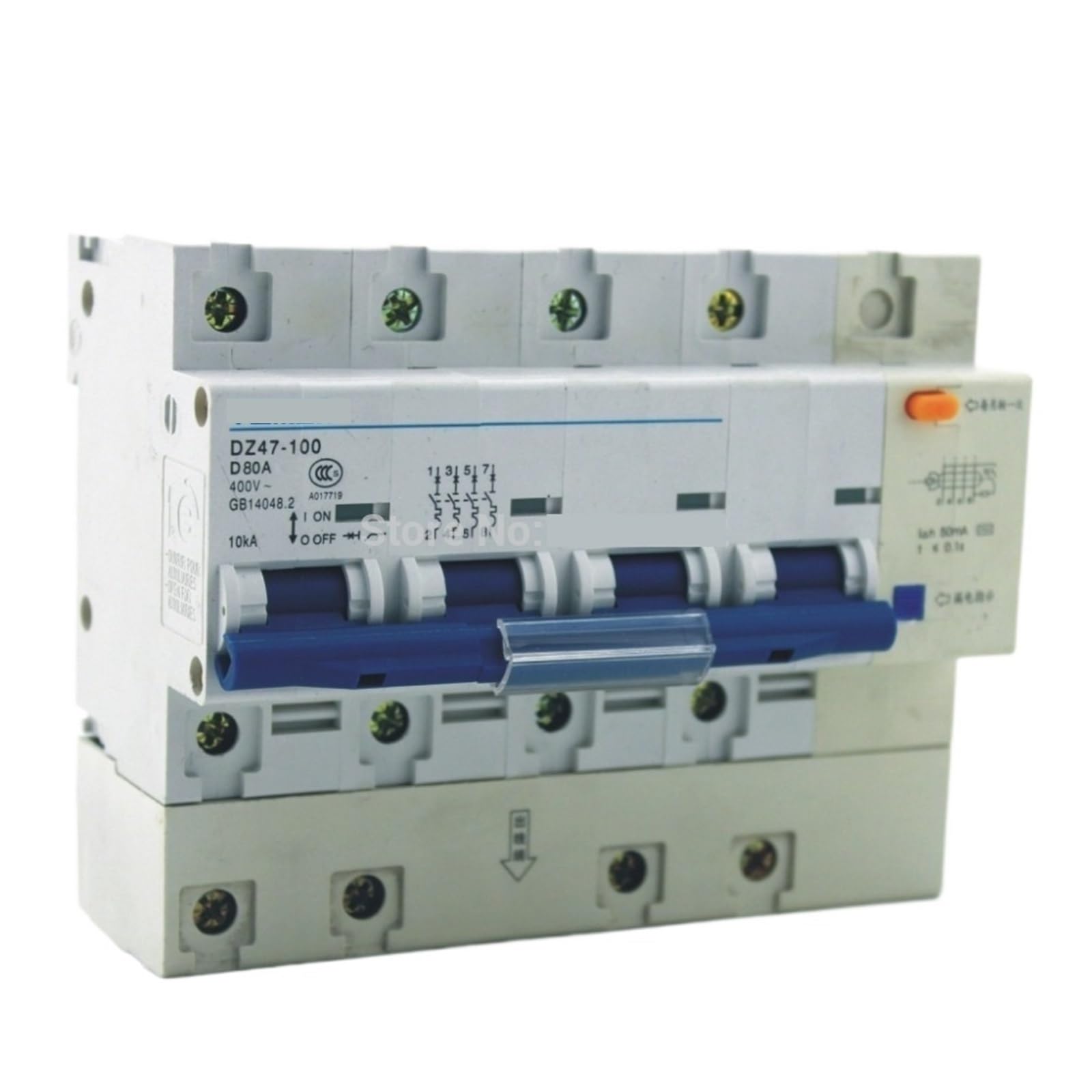 JNVFTCUX DZ47LE 4P 80A D Type 400V~ 50HZ/60HZ Residual Current Circuit Breaker with Over and Leakage Protection 1Pcs