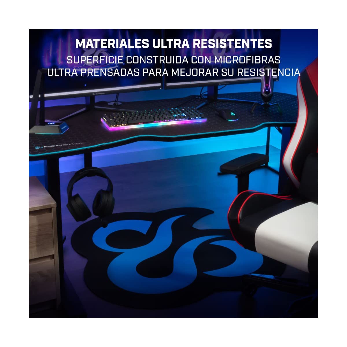 Newskill Floorpad Alfombra Silla Gaming 100x100cm Caucho Natural Negra | Caucho 100% natural de 3mm con diseño antirrayaduras. Compatible con todas las sillas gaming Newskill.
