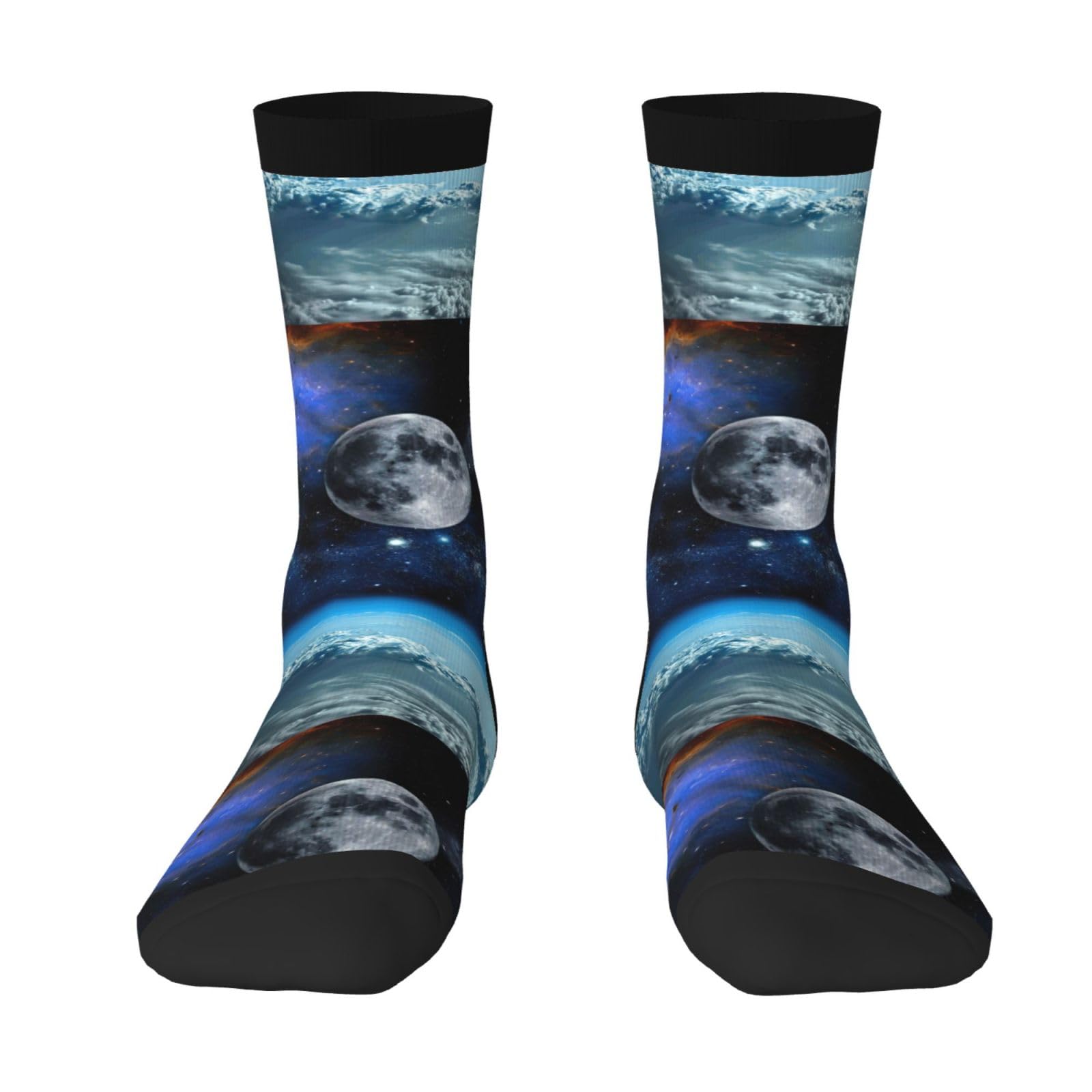 WYCZHY Space Planet Printing Adult Socks, Color Block Mid Calf Socks With Great Elasticity, Fits 36 To 45 Foot Sizes