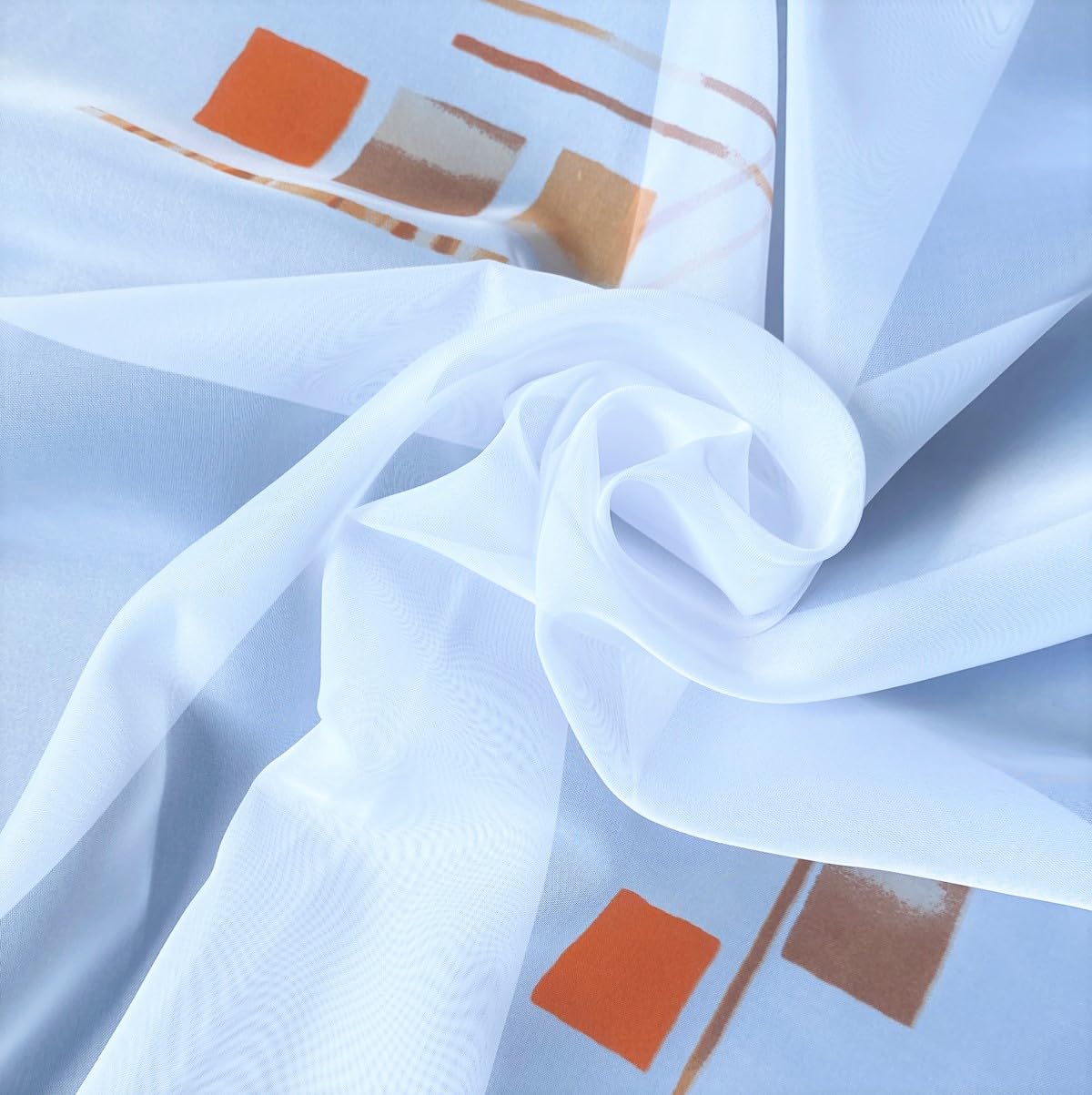 heimtexland ® Gardinen Store Voile Smokband Vorhang transparent Bleiband Fertiggardine Typ873 Orange HxB 175x500 cm