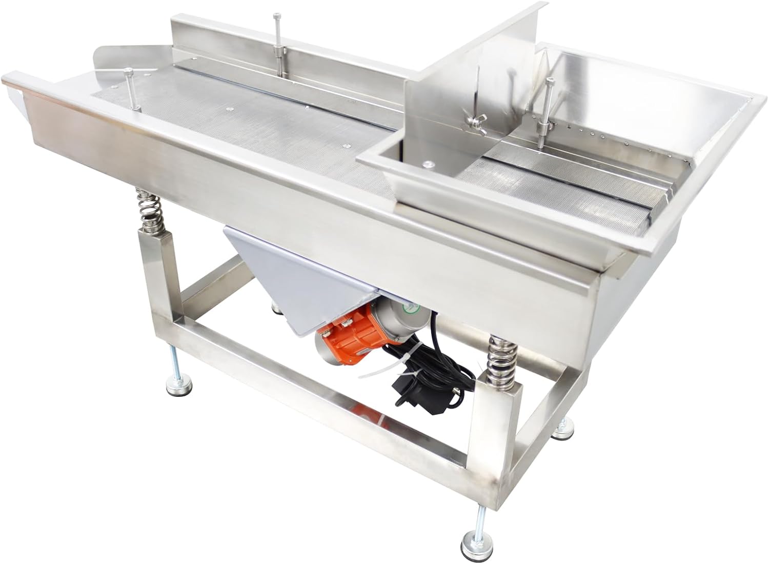 110V Full Stainless Steel Linear Vibrating Screen TB608 Electric Linear Vibrating Sifter with Dual Motor, Single Layer 1mm Screen, 100W*2
