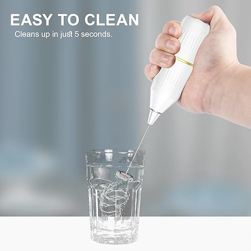Miniatura 5 de Espumador de leche de mano, espumador eléctrico multifuncional y mezclador  Diseño compacto para un fácil almacenamiento  Fácil de limpiar  para