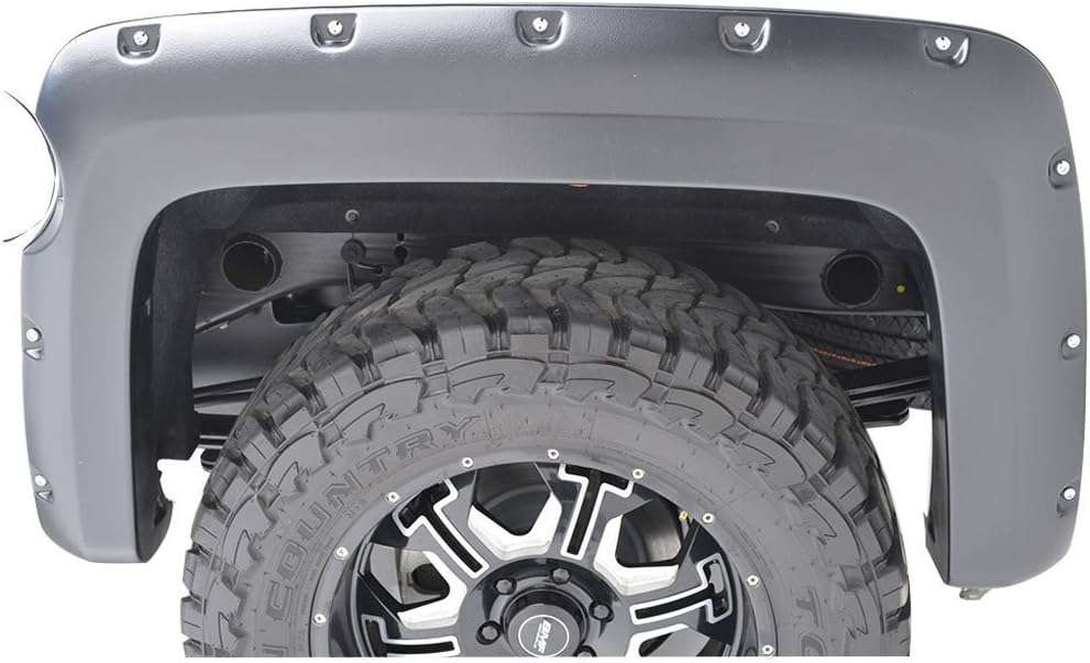 Black Horse FENDER FLARES RIVETED Style Black Compatible with 2014-2018 Chevrolet Silverado 1500-FF-CHSIL-SM-PKT