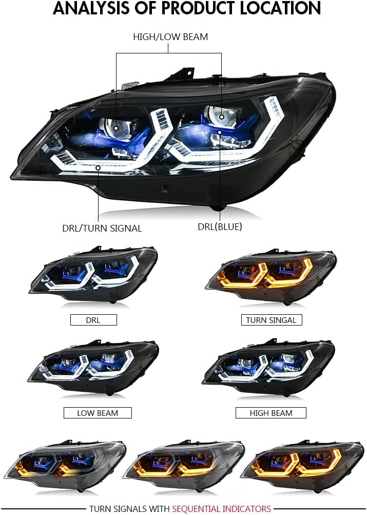 Headlights for BMW Z4 2009-2016 E89 with Startup Animation & Sequential Turn Signal (Standard Version)