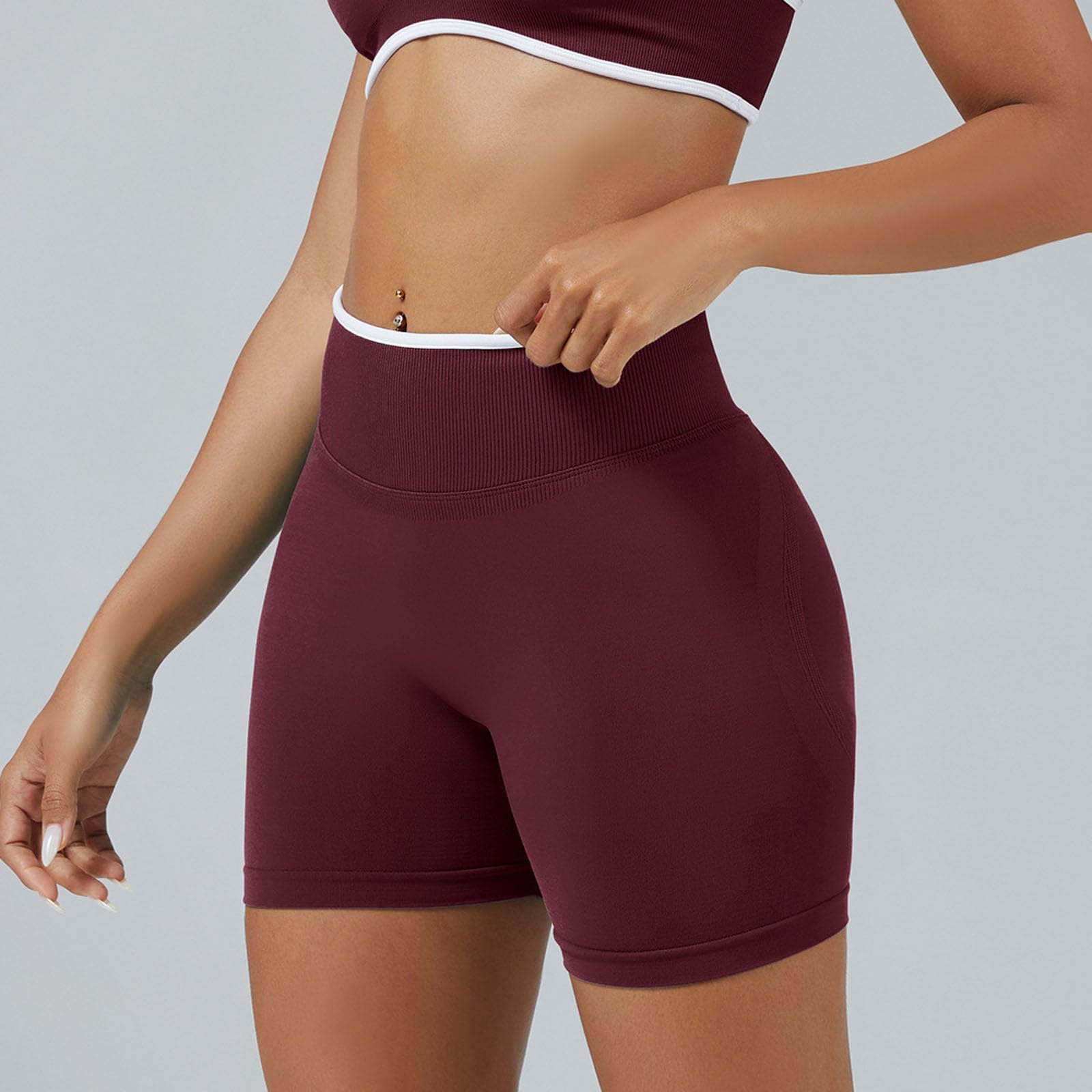 Short de Sport Femme Scrunch Pantalon de Yoga Court Push Up Court Butt Lifting Gym Short sans Couture Workout Leggings de Cyclisme pour Course À Pied, Entraînement, Fitness, Running