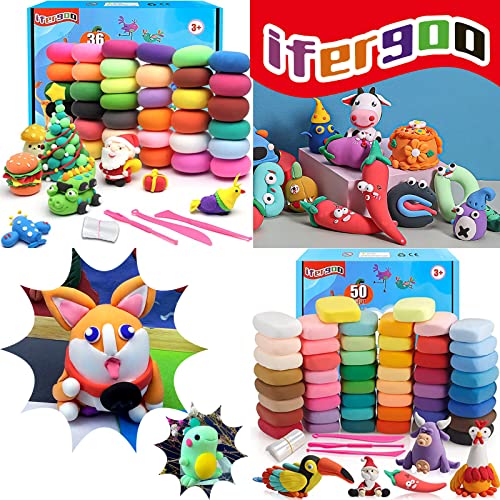 Air Dry Clay Kit - 50+36 Colors Magic Modeling Ultra Light Clay, Safe & Non-Toxic, Kids Art Crafts Gift For Boys And Girls #TOP10