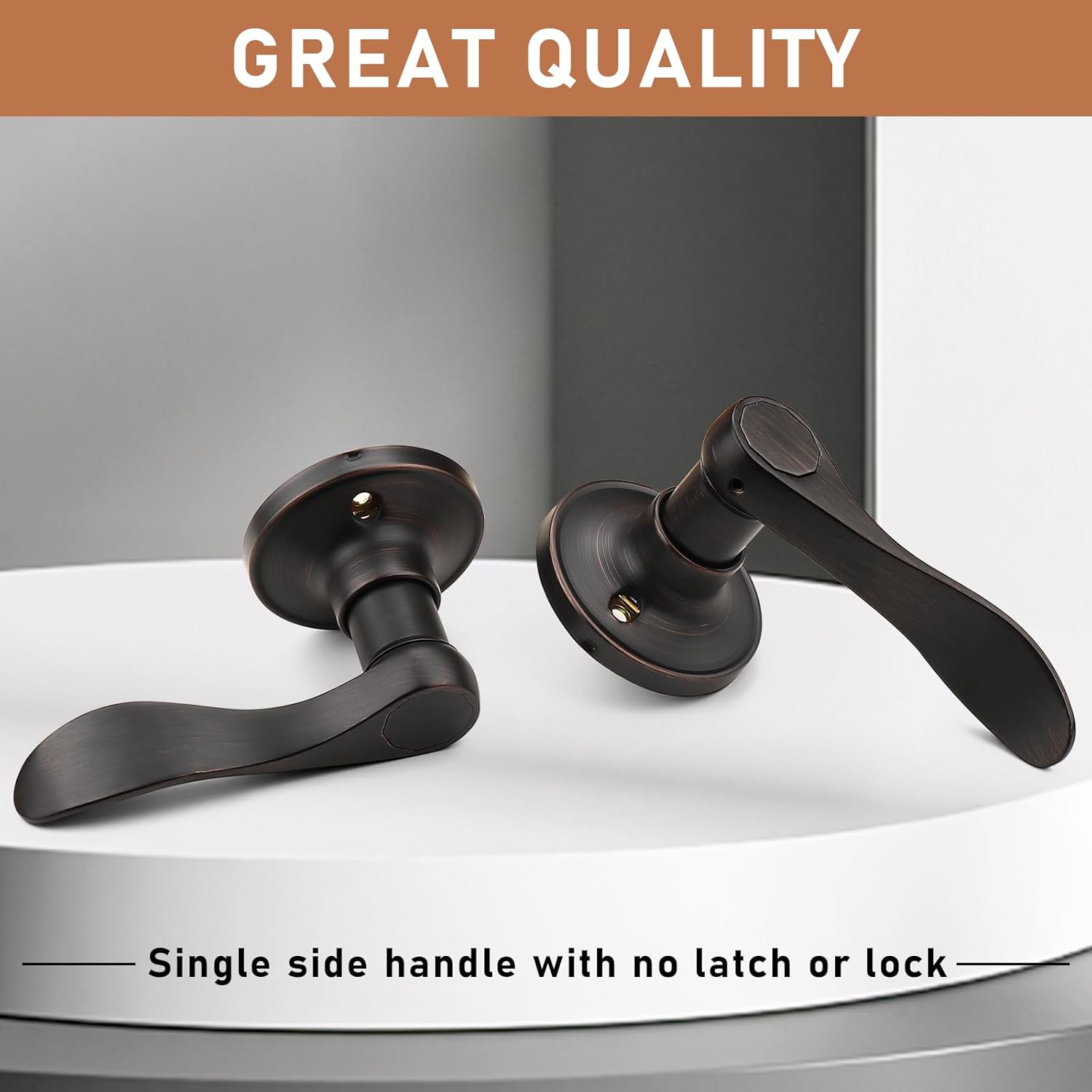 Probrico 4 Pack Dummy Door Lever Wave Style Leverset Right and Left Handed Oil Rubbed Bronze Finish French Door Handles