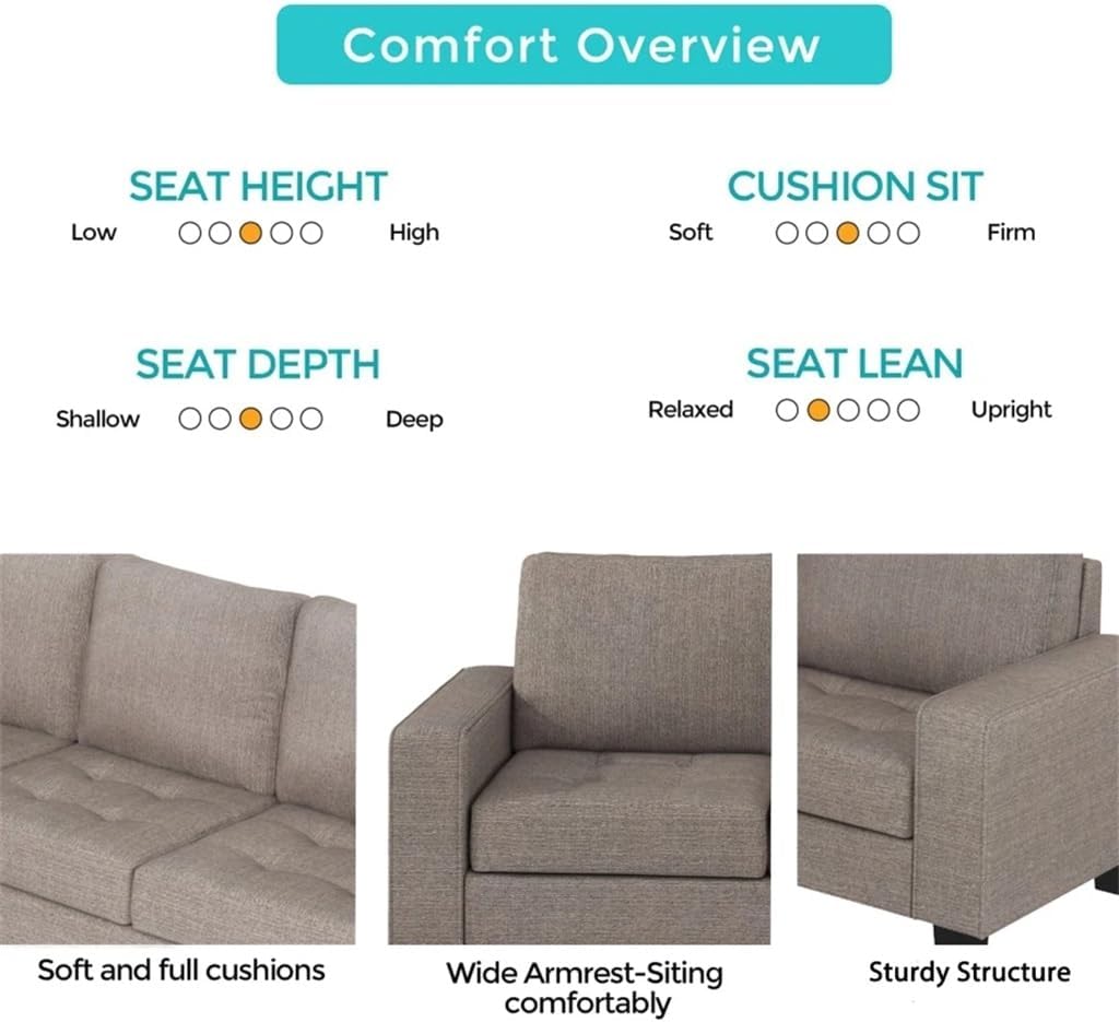 Sectional Corner Sofa L-Shape Couch Space Saving with Storage Ottoman & Cup Holders Design for Large Dorm Apartment