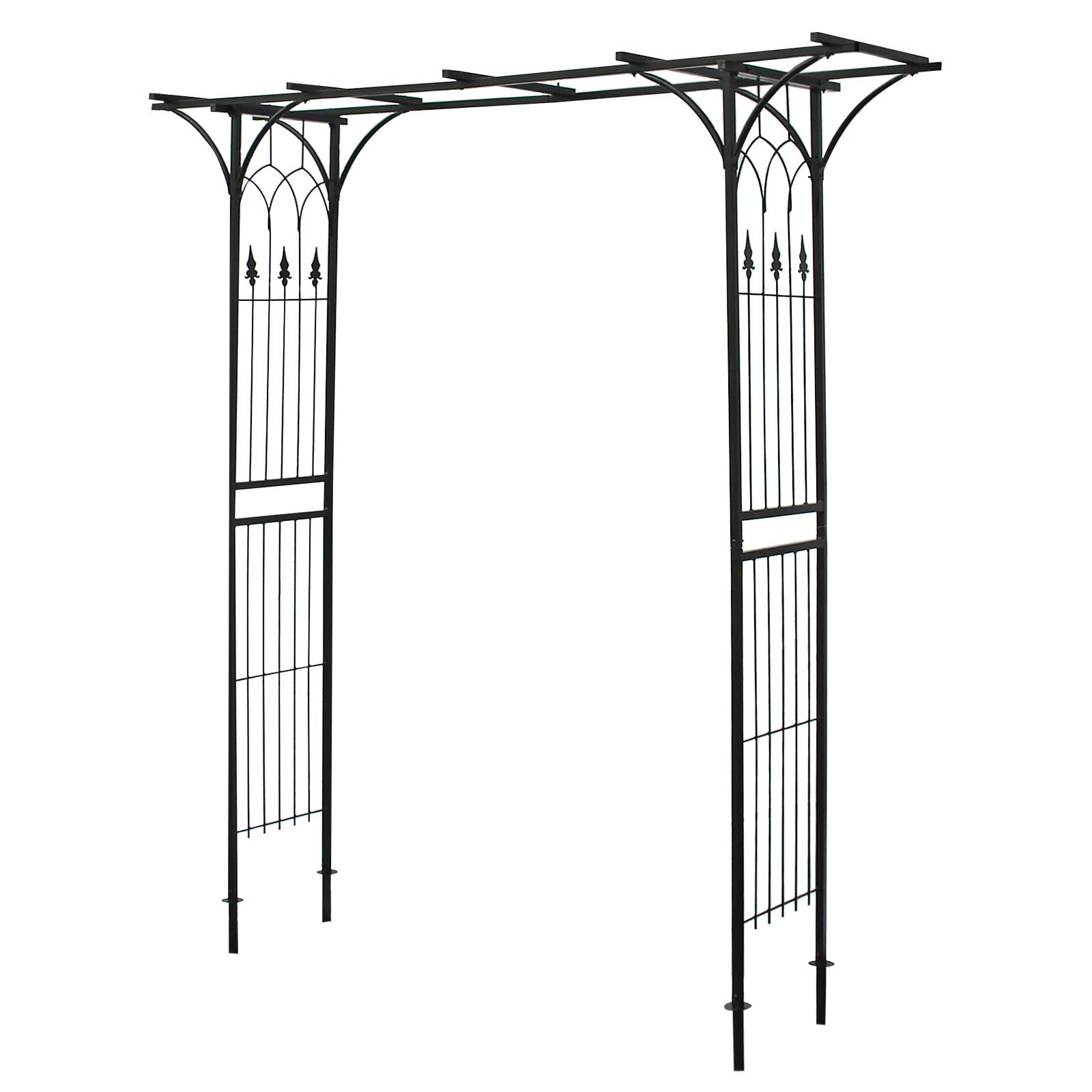Wiltec Arco da giardino per rose e piante rampicanti 205x50x208cm acciaio nero