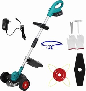 Cortador de grama portátil sem escova portátil Cortador de grama elétrico Cortador de grama sem fio, Vara telescópica ajustável com rodas xiliares para quintais, jardins, parques
