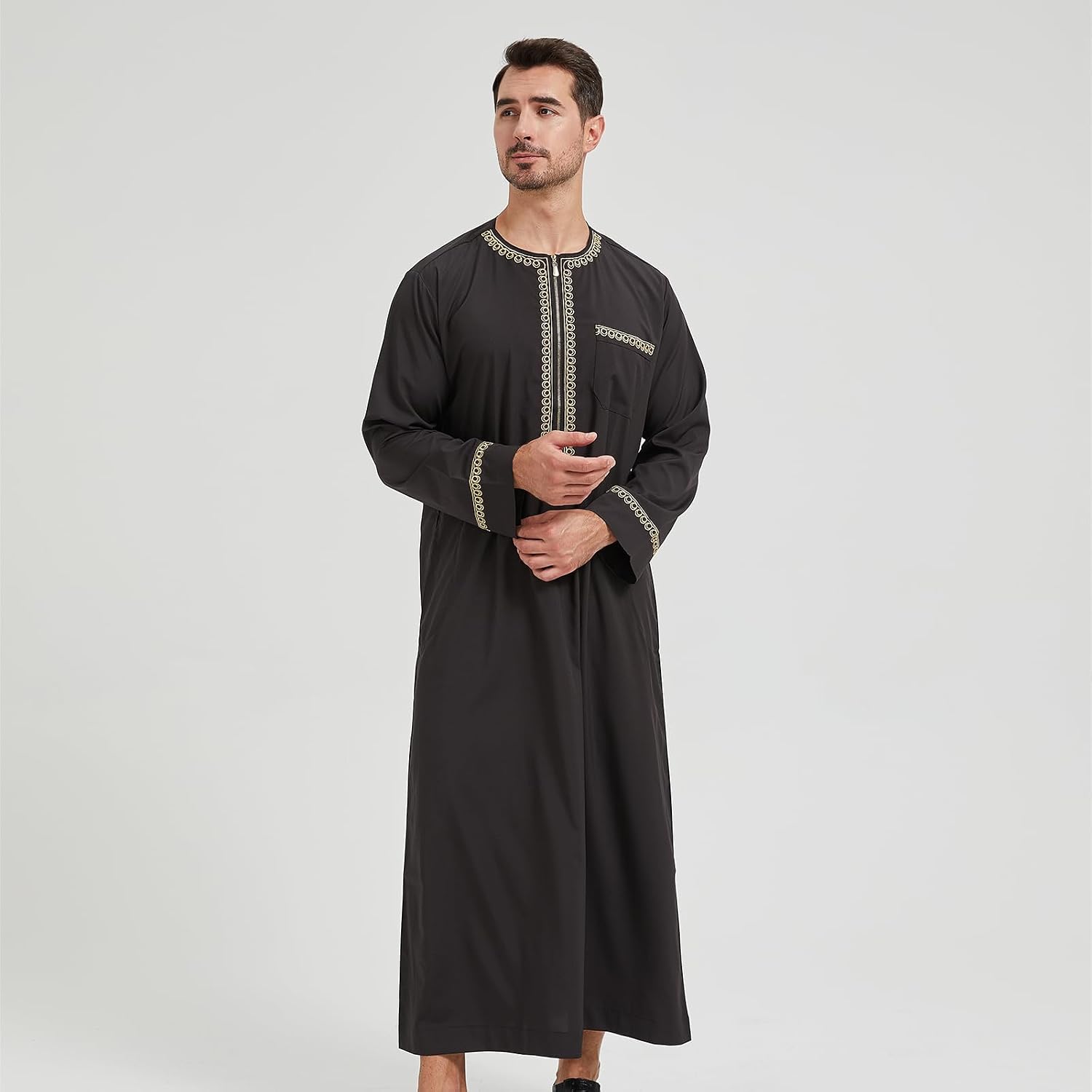 zhxinashu Muslim Thobe for Men Kaftan Mens Caftans Jubba for Mens Thobes