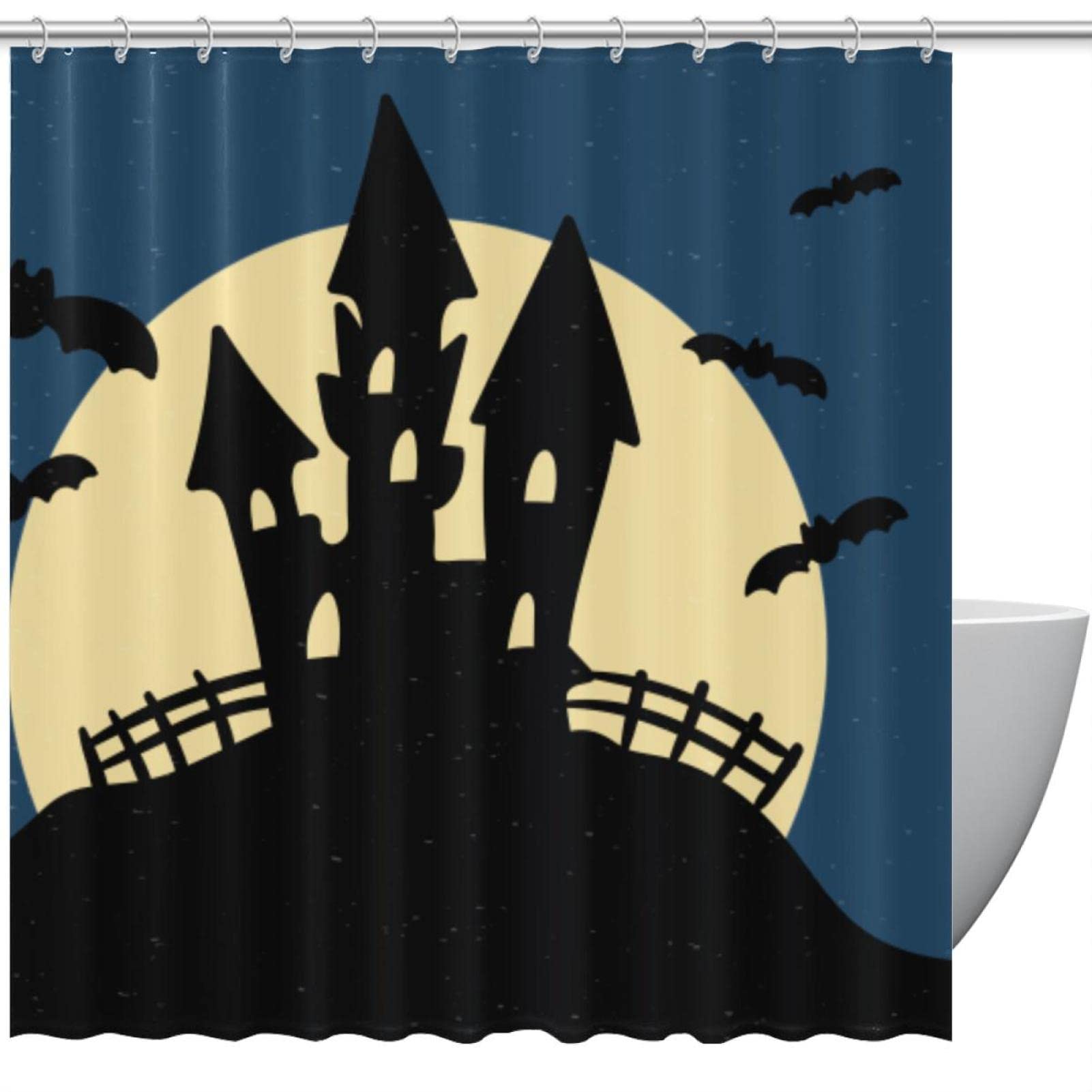 Rideau de douche bleu aquarelle 183x183 anti-éclaboussures pour votre déco de Halloween